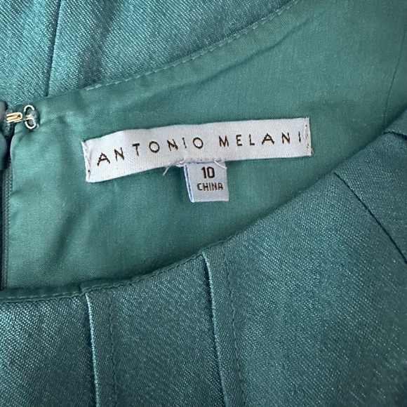 Antonio Melani Sleeveless Sheath Career Dress Turquoise Scoop Neck Size 10 - Picture 6 of 10